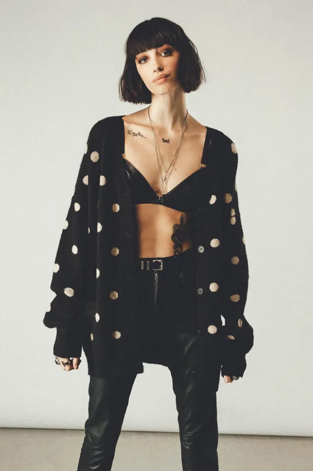 OTHER KNITWEAR WOMEN Polka Dot Cardigan Black and White