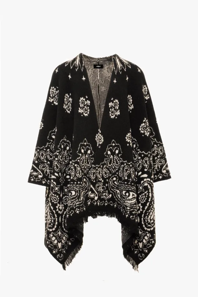OTHER KNITWEAR WOMEN Western Poncho Black Paisley