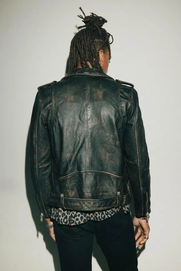OTHER LEATHER JACKETS MEN The Roadworn Biker Jacket Heavy Relic Black