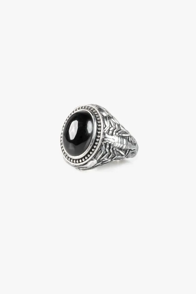 OTHER NECKLACES and CHAINS MENWOMEN 925 Scorpion Stone Ring Black
