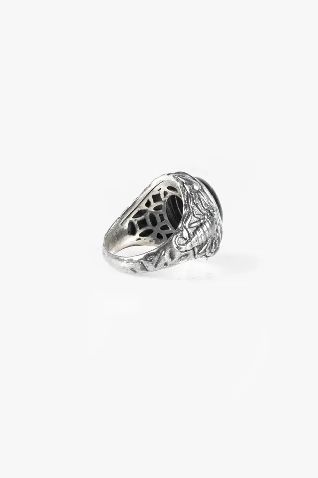 OTHER NECKLACES and CHAINS MENWOMEN 925 Scorpion Stone Ring Black