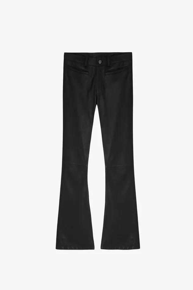 OTHER PANTS MEN O24 Flared Leather Pants Vintage Black