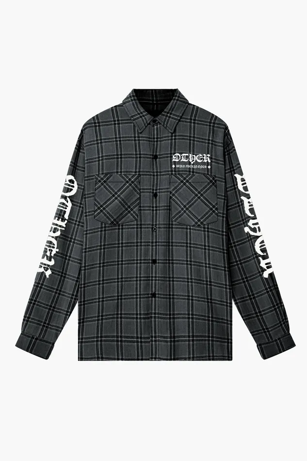OTHER SHIRTS MEN The Skull and Crossbones Vintage Flannel Shirt Worn Black