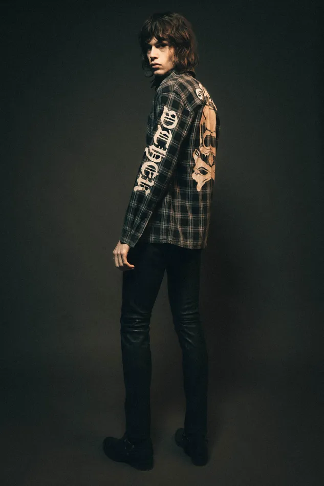 OTHER SHIRTS MEN The Skull and Crossbones Vintage Flannel Shirt Worn Black