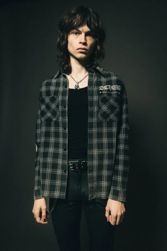 OTHER SHIRTS MEN The Skull and Crossbones Vintage Flannel Shirt Worn Black