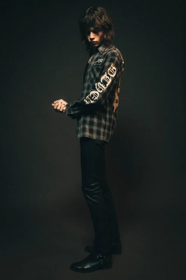 OTHER SHIRTS MEN The Skull and Crossbones Vintage Flannel Shirt Worn Black
