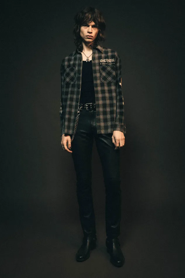 OTHER SHIRTS MEN The Skull and Crossbones Vintage Flannel Shirt Worn Black