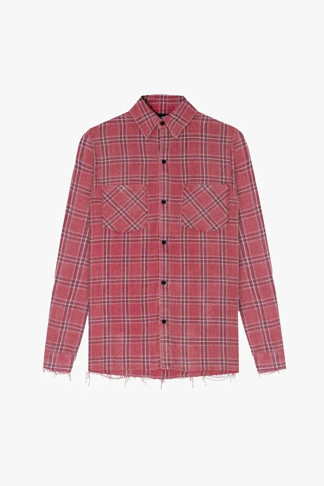 OTHER SHIRTS MEN Vintage Flannel Shirt Worn Red
