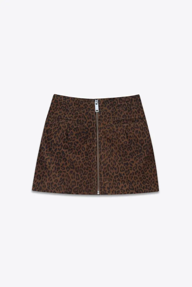 OTHER SKIRTS and DRESSES WOMEN The Lita Zip Ultra Mini Skirt Leopard Suede