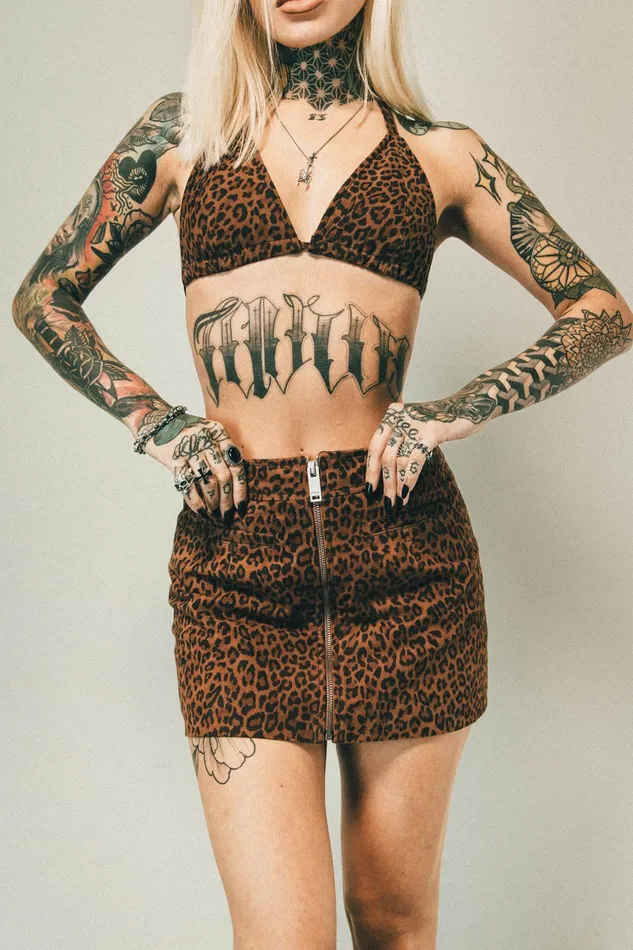 OTHER SKIRTS and DRESSES WOMEN The Lita Zip Ultra Mini Skirt Leopard Suede