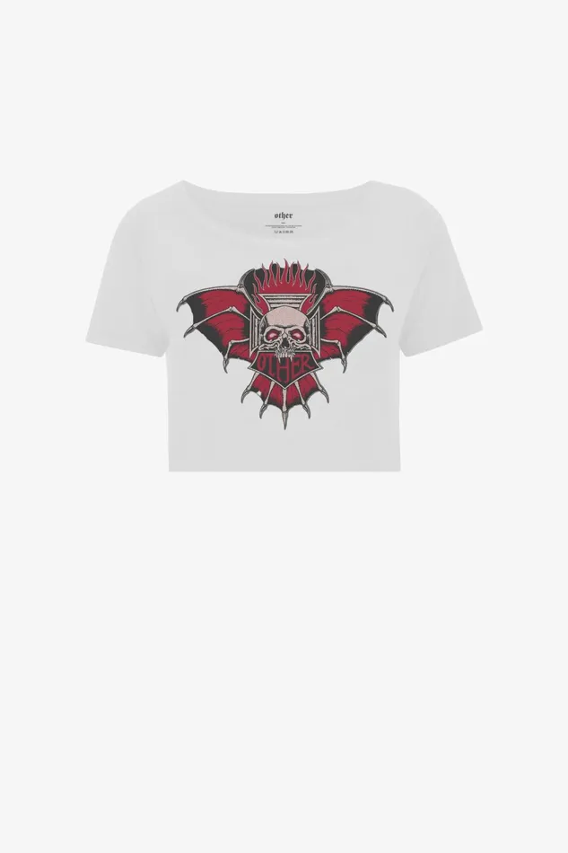 OTHER TSHIRTS WOMEN Death Skull Cropped Wide Neck Tee