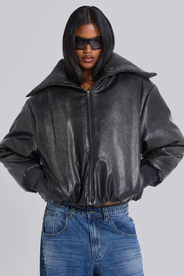 Outerwear Women Jaded London Alloy Vegan Leather Bomber Jacket