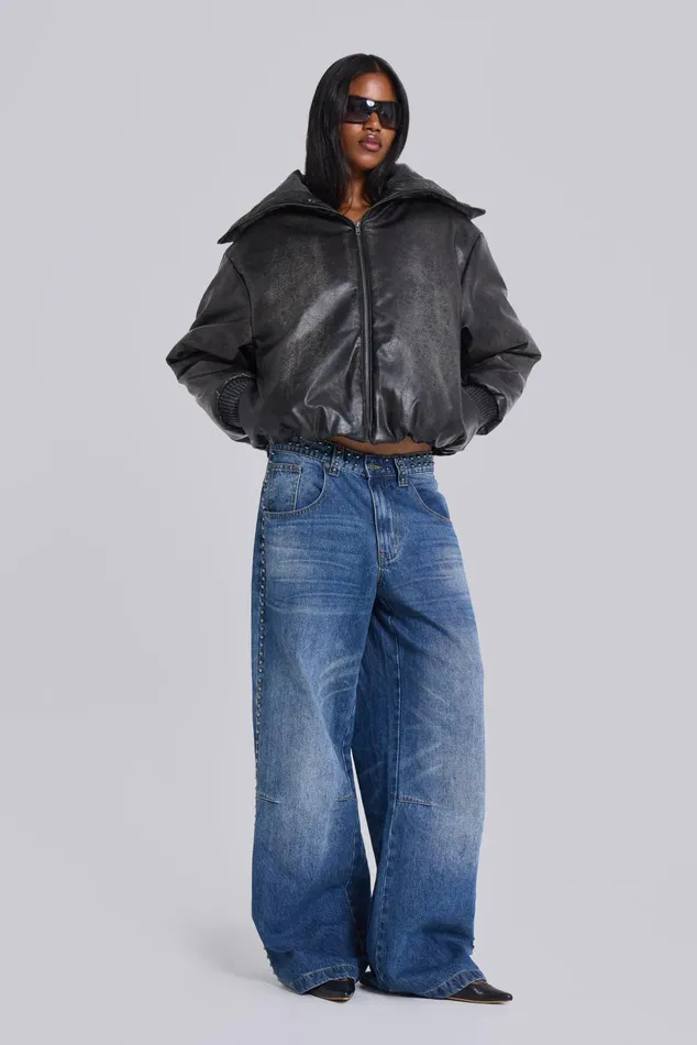 Outerwear Women Jaded London Alloy Vegan Leather Bomber Jacket