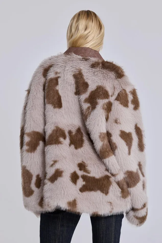 Outerwear Women Jaded London Lorax Cow Faux Fur Jacket