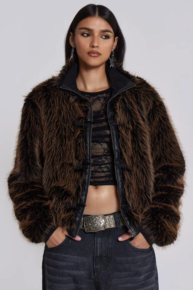 Outerwear Women Jaded London Shop Mendoza Faux Fur Jacket