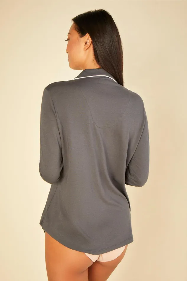 Pajama Separates Women Cosabella Bella Long Sleeve Pajama Top Anthraciteivory