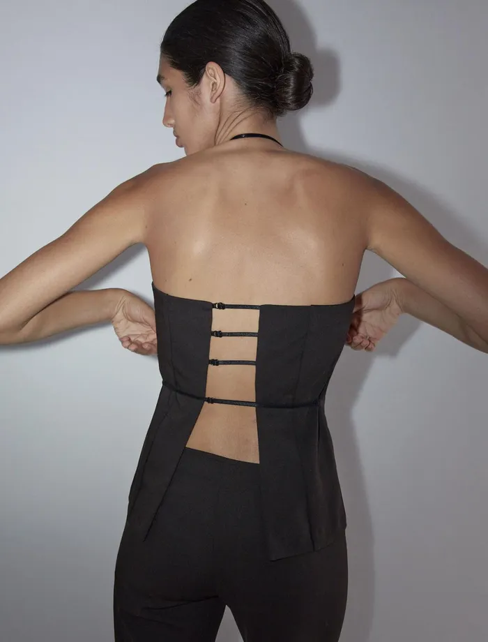 Paloma Wool AIREFitted Bandeau Top With Adjustable Ribbon At The Neck And Back Women Tops Paloma Wool AIREFitted Bandeau Top With Adjustable Ribbon At The Neck And Back Women Tops
