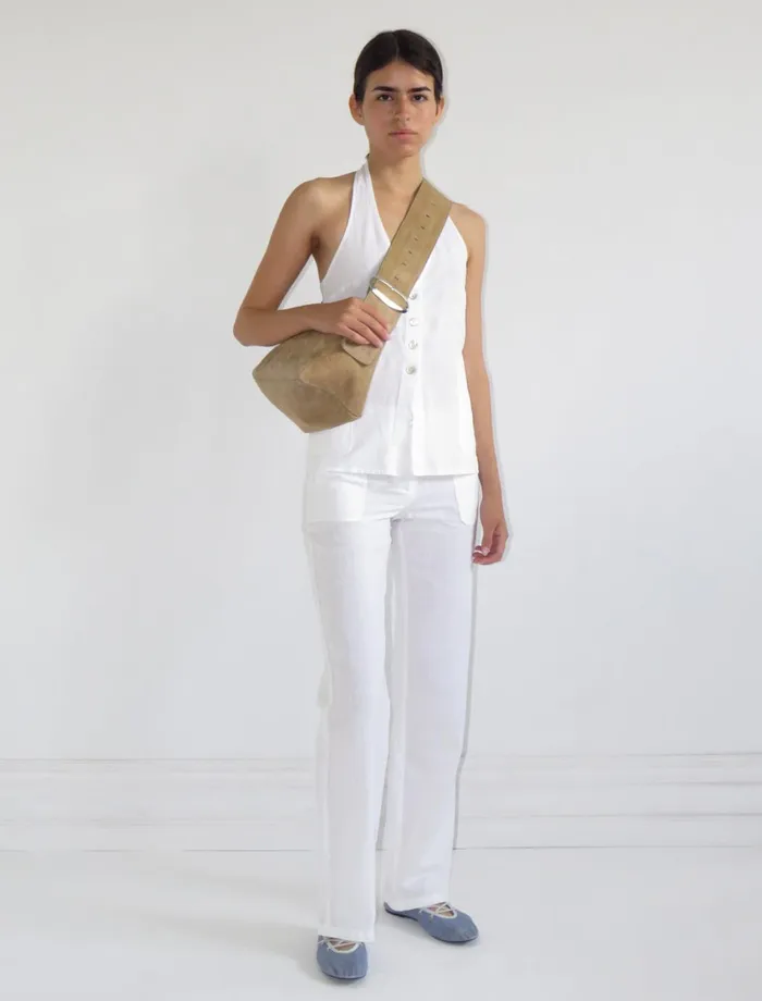 Paloma Wool ALVASlightly Sheer White Linen Pants With A Straight Leg And Low Rise Women Bottoms