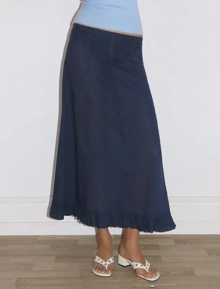 Paloma Wool ANDOLINILong Flare Low Waist Skirt With Bottom Voile Stitching Women Bottoms Paloma Wool ANDOLINILong Flare Low Waist Skirt With Bottom Voile Stitching Women Bottoms