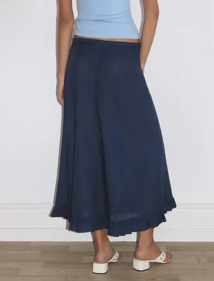 Paloma Wool ANDOLINILong Flare Low Waist Skirt With Bottom Voile Stitching Women Bottoms