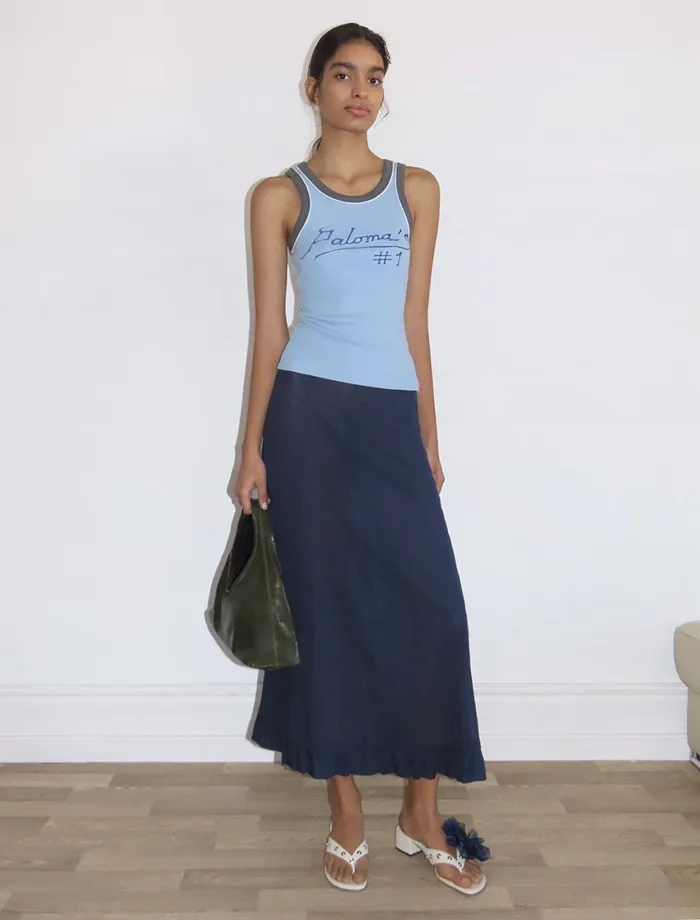 Paloma Wool ANDOLINILong Flare Low Waist Skirt With Bottom Voile Stitching Women Bottoms