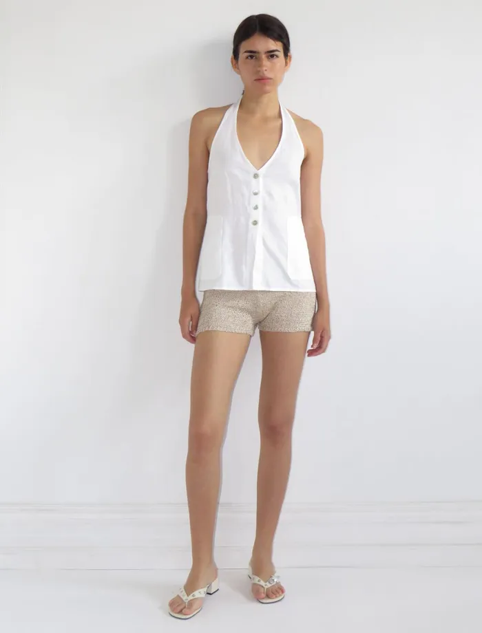 Paloma Wool ARICSlightly Sheer Halterstyle Linen Top With A Central Button Placket And Side Pockets Women Tops