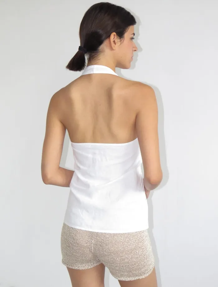 Paloma Wool ARICSlightly Sheer Halterstyle Linen Top With A Central Button Placket And Side Pockets Women Tops