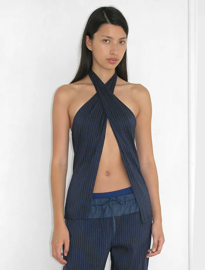 Paloma Wool BEGOLinen Halter Top With Buttoned Neck Women Tops