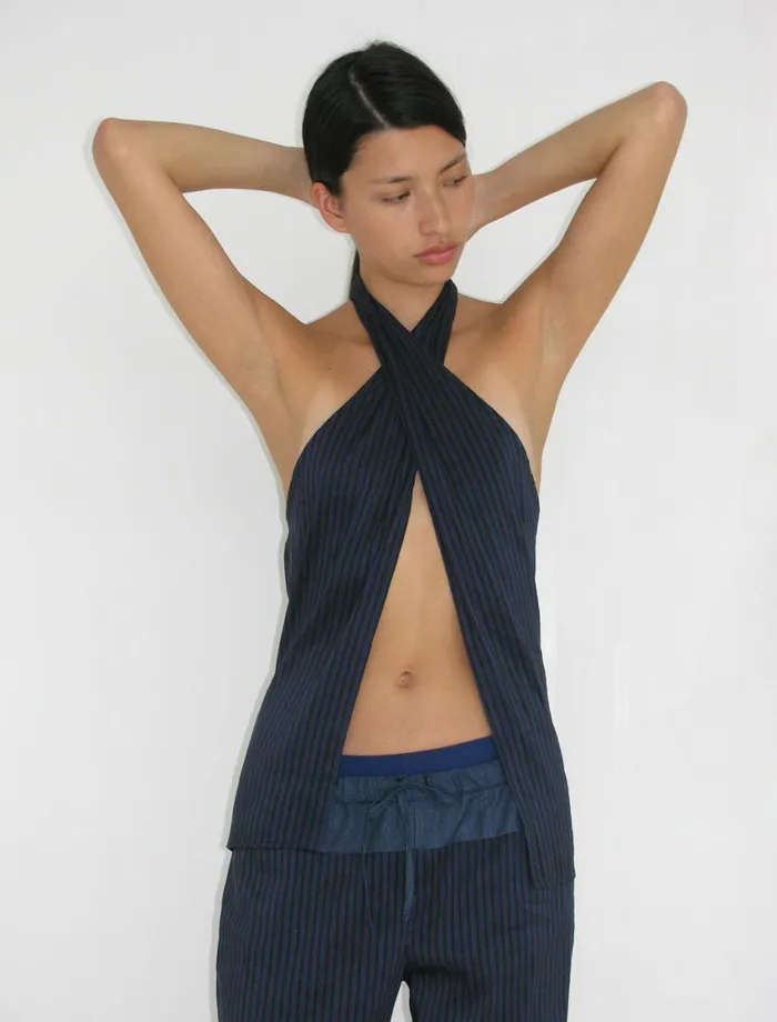 Paloma Wool BEGOLinen Halter Top With Buttoned Neck Women Tops