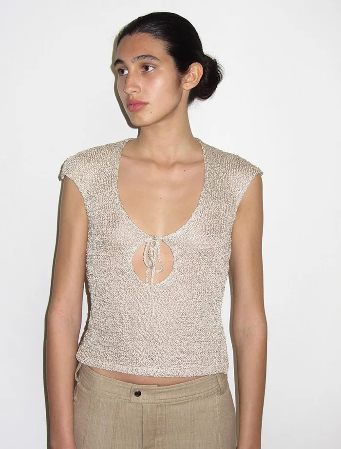 Paloma Wool CAMOMILELow Neckline Top With Frontal Lacing Women Tops