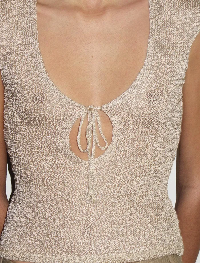 Paloma Wool CAMOMILELow Neckline Top With Frontal Lacing Women Tops