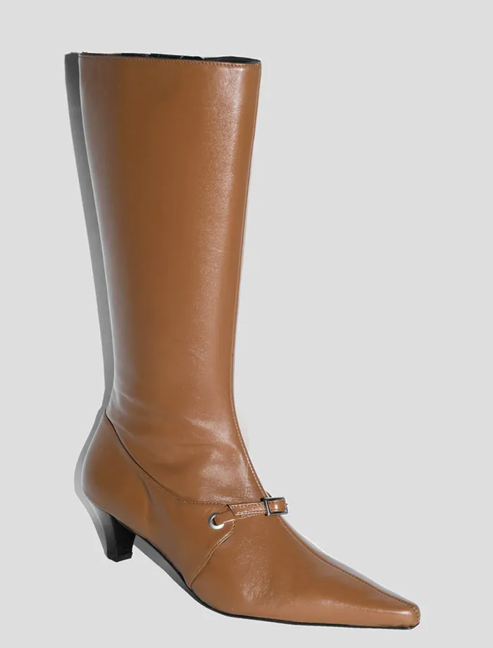 Paloma Wool CASIMIRBrown High Pointy Boot With Buckle And 35 Cm Heel Women Shoes Paloma Wool CASIMIRBrown High Pointy Boot With Buckle And 35 Cm Heel Women Shoes