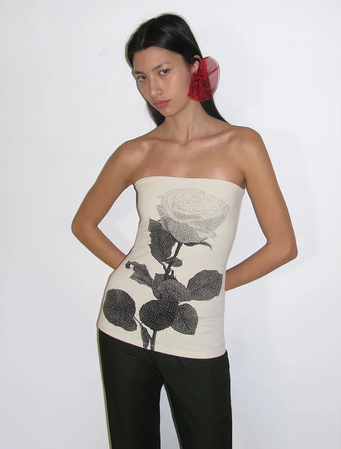 Paloma Wool CONXITASoft Fitted Bandeau Top With Flower Print Women Tops