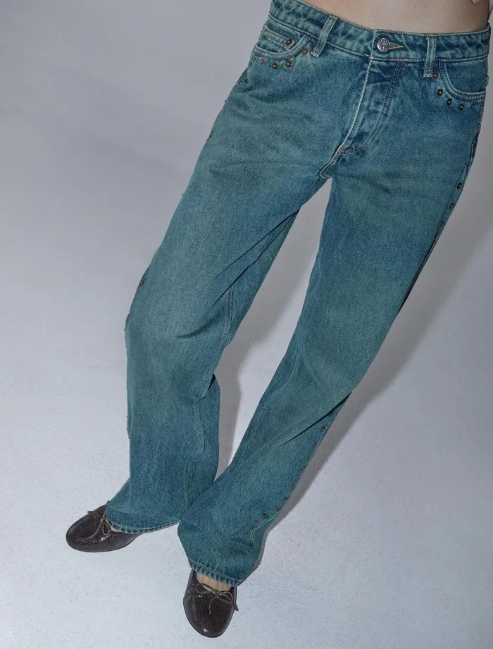 Paloma Wool CROWDLowwaisted Denim Pants With Side Metal Detail Down The Seams Women Bottoms Paloma Wool CROWDLowwaisted Denim Pants With Side Metal Detail Down The Seams Women Bottoms
