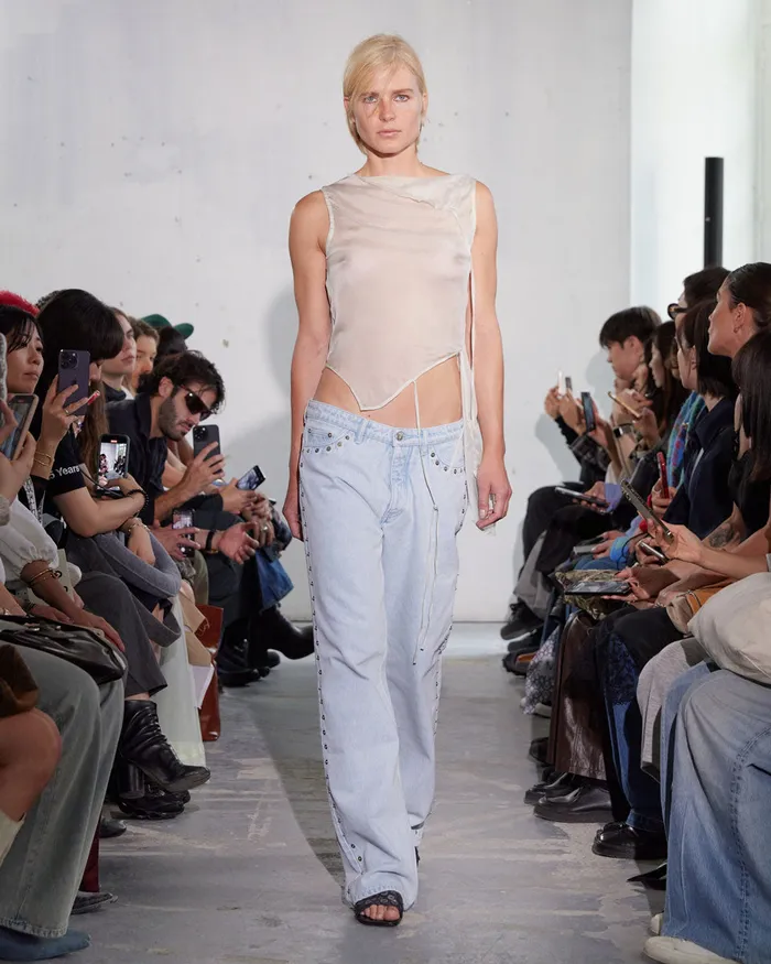 Paloma Wool CROWDLowwaisted Denim Pants With Side Metal Detail Down The Seams Women Bottoms