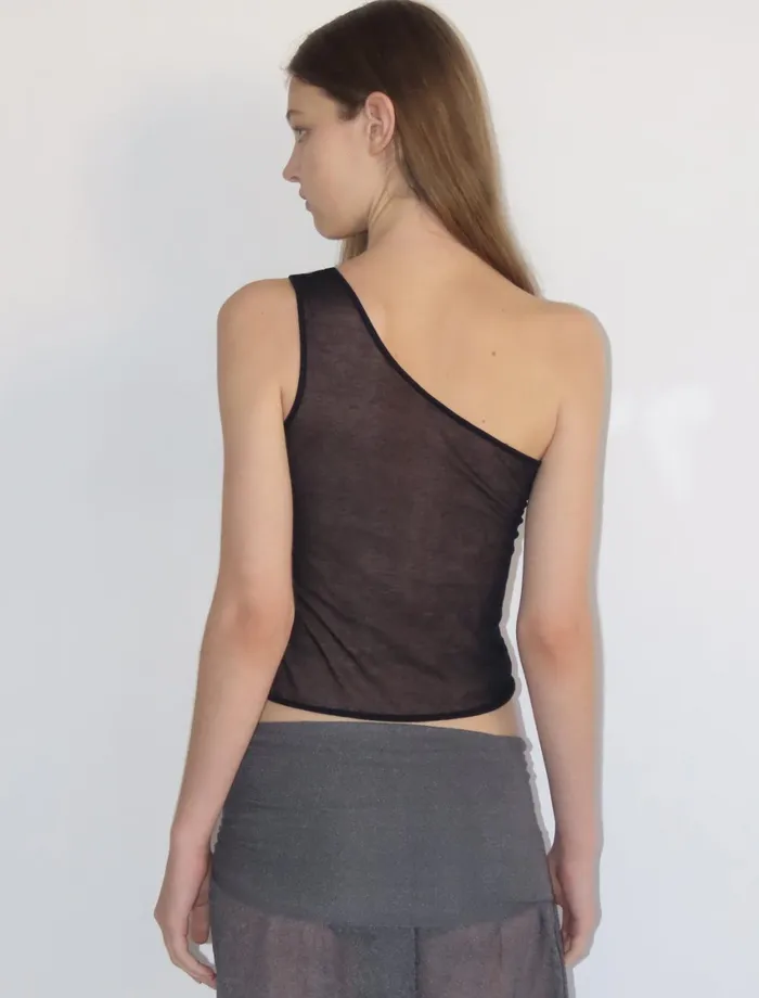 Paloma Wool DOMINGOAsymmetric Top With Sheer Jacquard Flower Women Tops