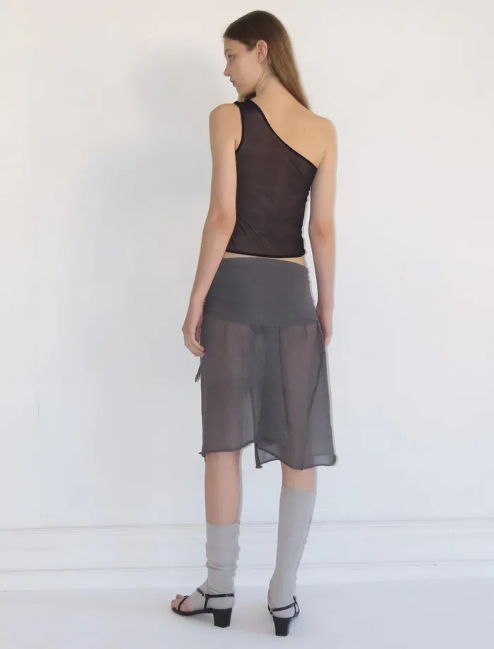 Paloma Wool DOMINGOAsymmetric Top With Sheer Jacquard Flower Women Tops
