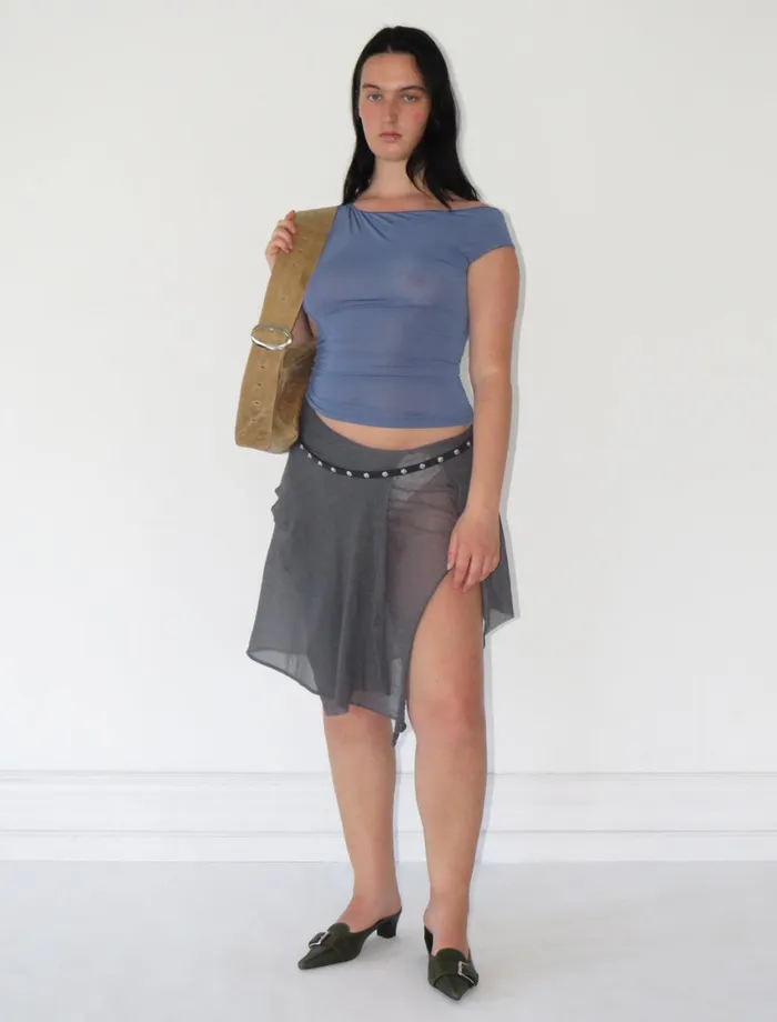 Paloma Wool DOMINICABlue Slightly Transparent Sleeveless Asymmetric Top Women Tops