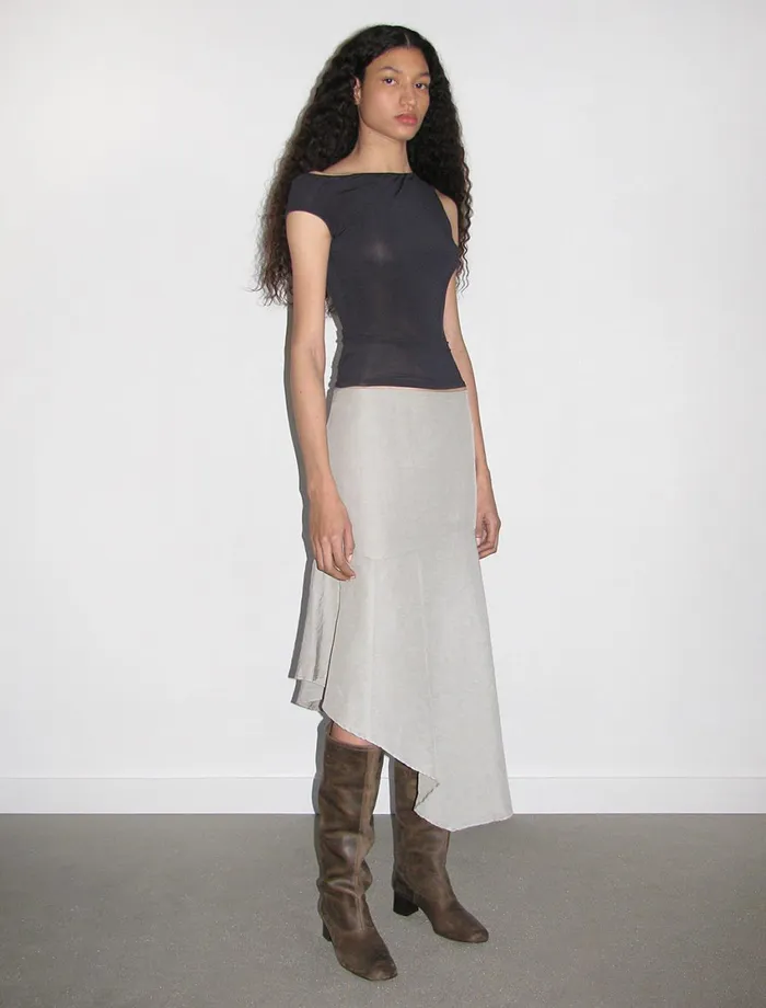 Paloma Wool DOMINICANavy Slightly Transparent Sleeveless Asymmetric Top Women Tops