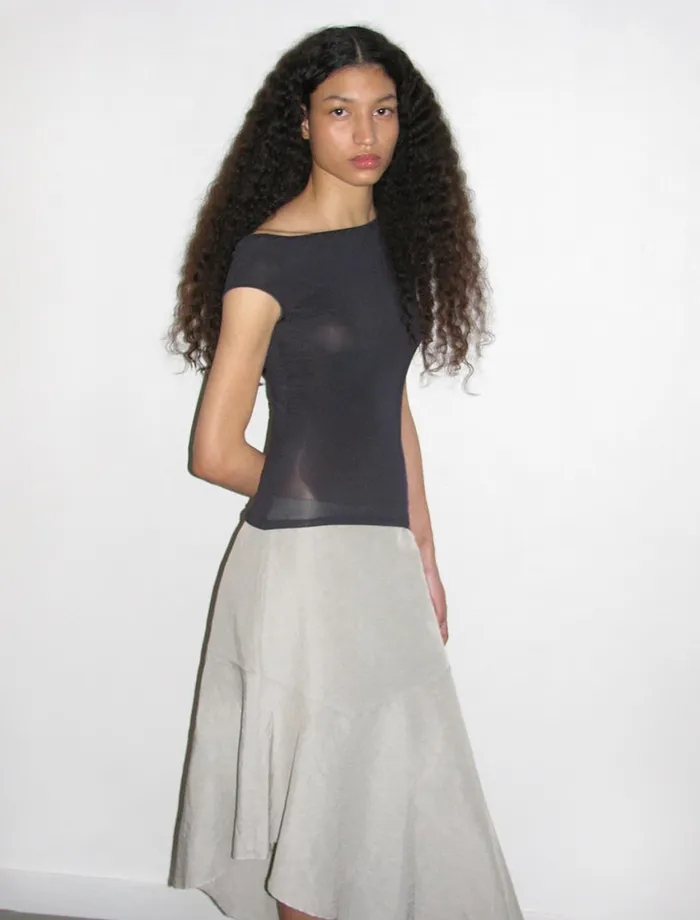 Paloma Wool DOMINICANavy Slightly Transparent Sleeveless Asymmetric Top Women Tops