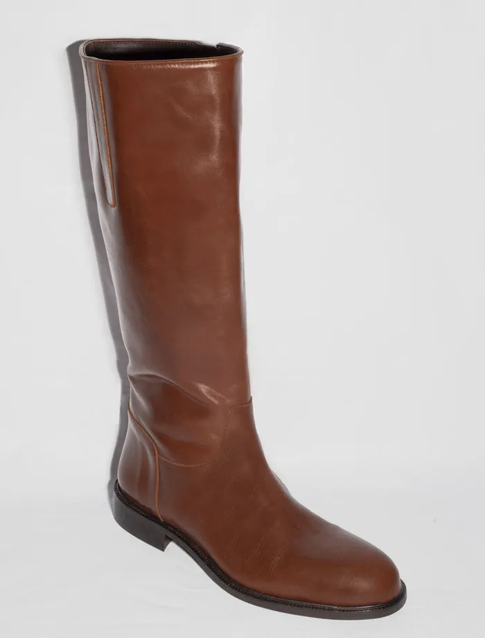 Paloma Wool ELLIOTBrown Riding Leather Boots With PW Embroidery Women Shoes