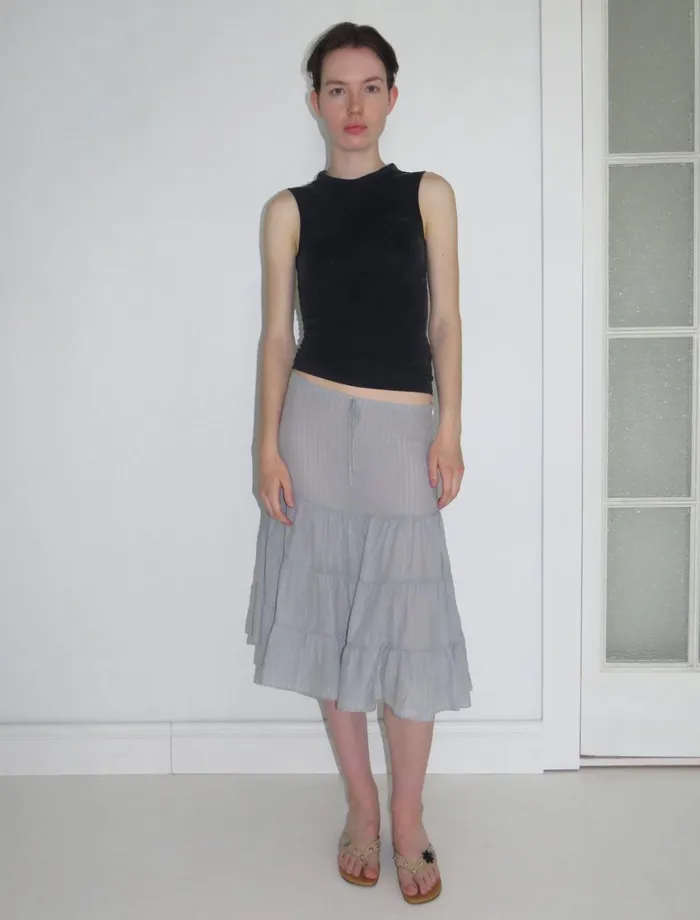 Paloma Wool ETOILEGrey Slightly Sheer Gathered Skirt Women Bottoms
