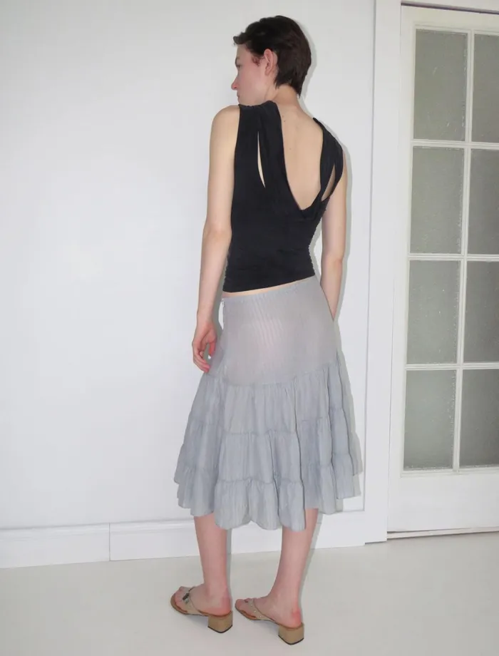 Paloma Wool ETOILEGrey Slightly Sheer Gathered Skirt Women Bottoms