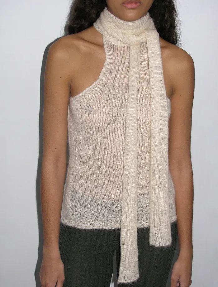 Paloma Wool FEDRAEcru Delicate Sleeveless Knitted Top With A Scarf Detail Women Tops