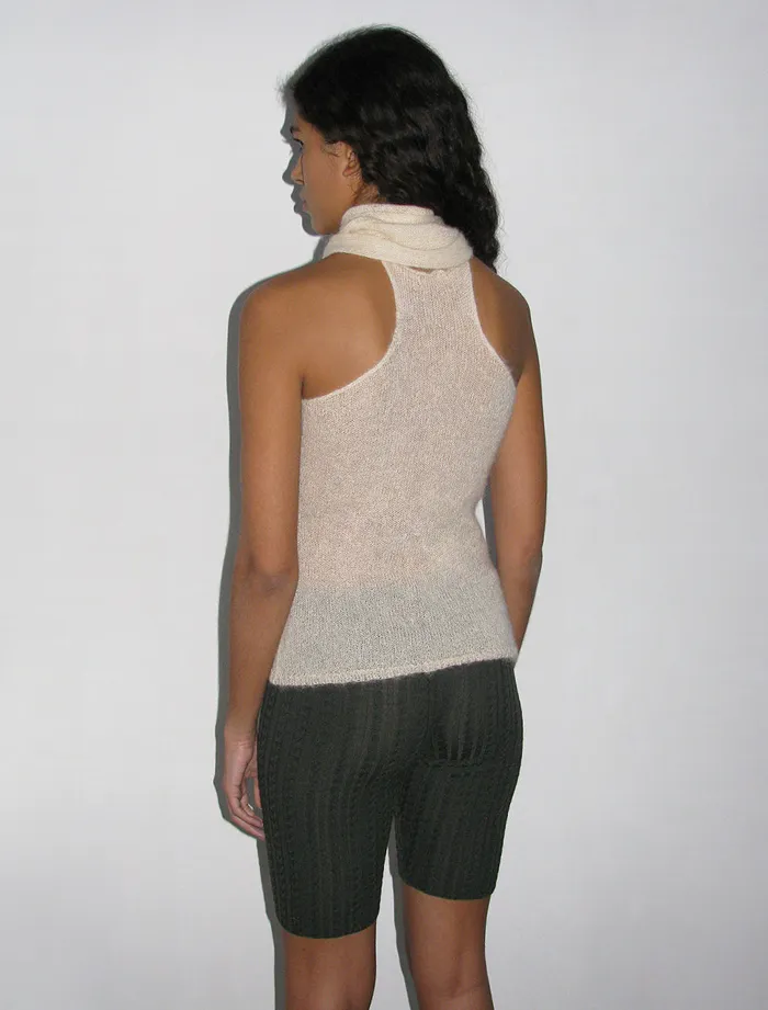 Paloma Wool FEDRAEcru Delicate Sleeveless Knitted Top With A Scarf Detail Women Tops