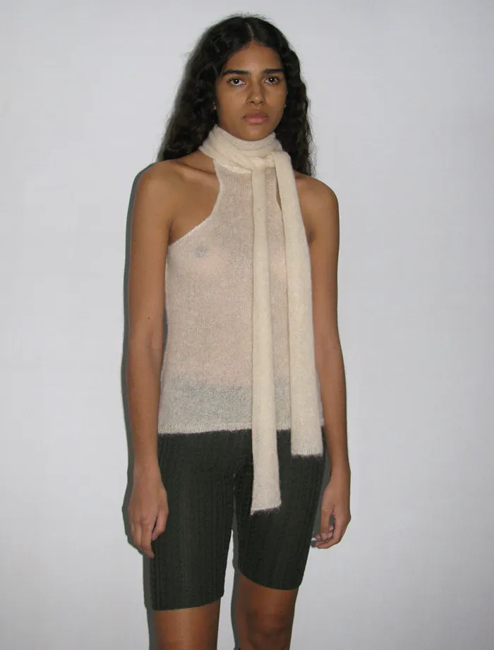 Paloma Wool FEDRAEcru Delicate Sleeveless Knitted Top With A Scarf Detail Women Tops
