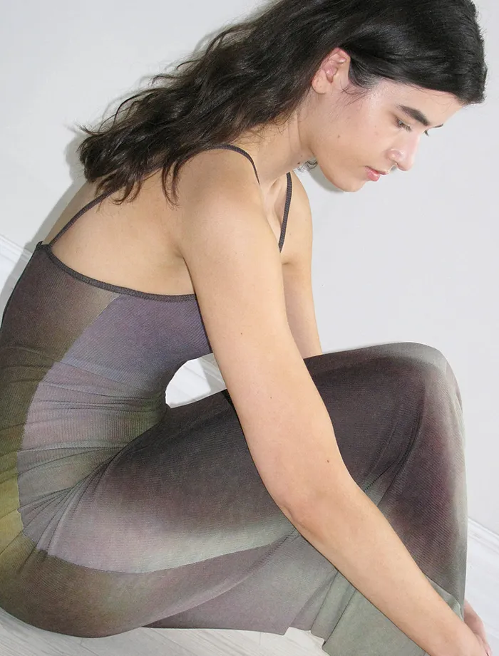Paloma Wool FLANDRIARibbed Strappy Dress Featuring Blurred Flower Digital Print Women Dresses