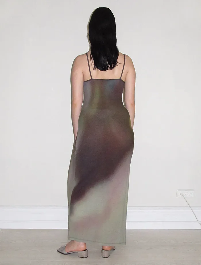 Paloma Wool FLANDRIARibbed Strappy Dress Featuring Blurred Flower Digital Print Women Dresses