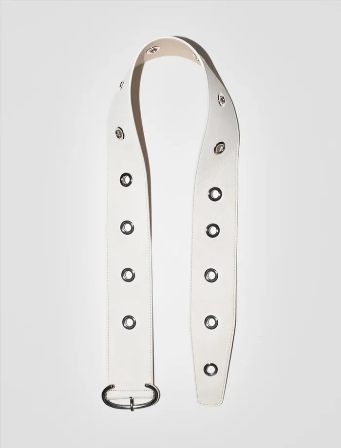 Paloma Wool GILDA BELTWhite Wide Belt With Metallic Eyelets Women Belts