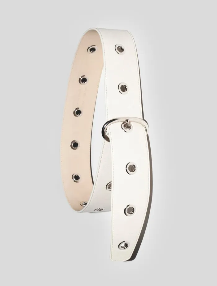 Paloma Wool GILDA BELTWhite Wide Belt With Metallic Eyelets Women Belts